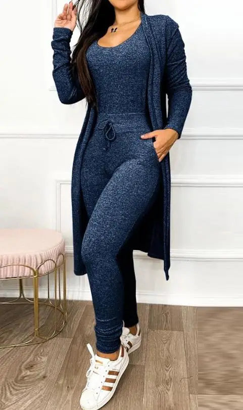 Two Piece Set Women Outfit U-Neck Sleeveless Skinny Jumpsuit set