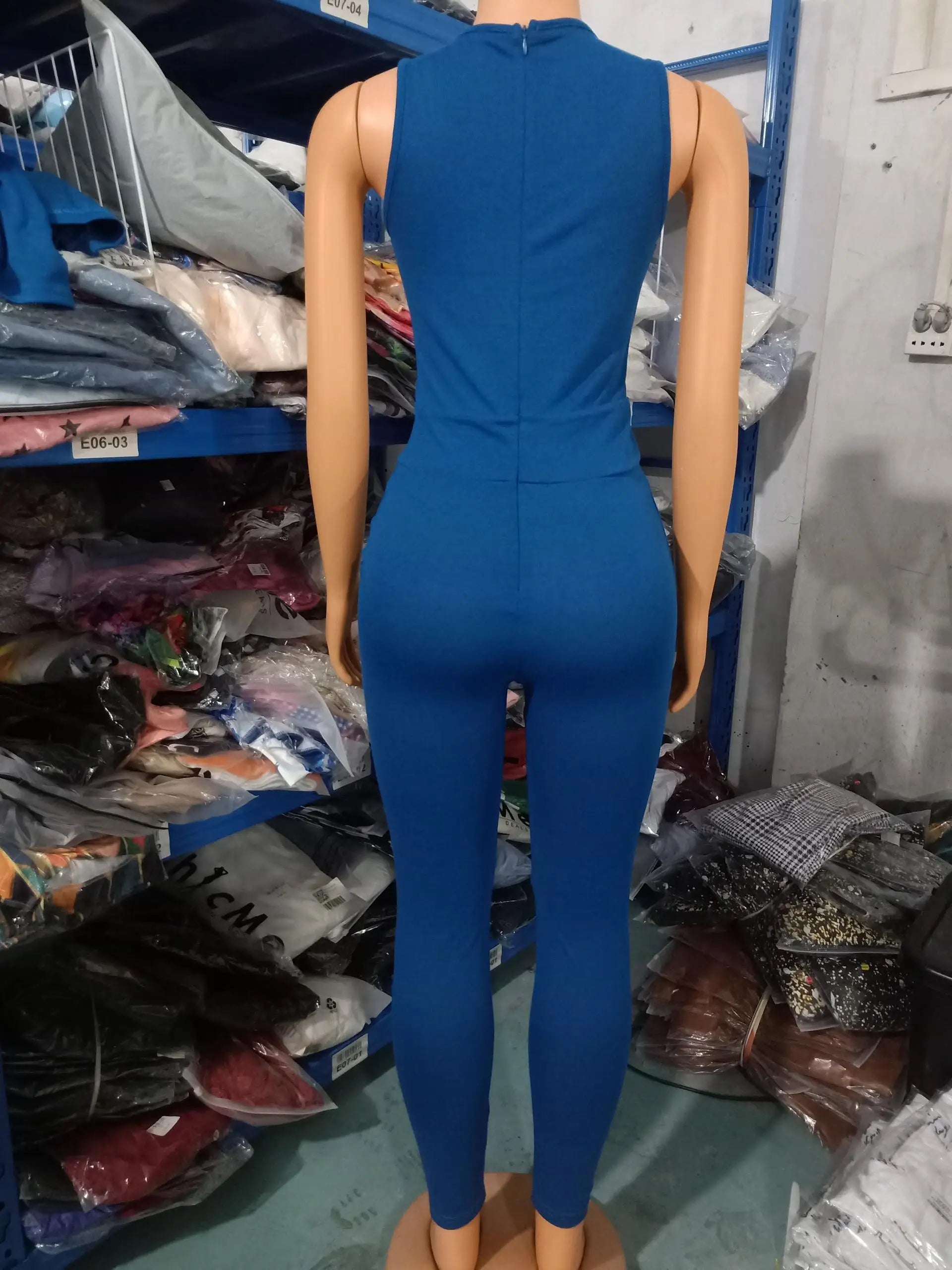 Two Piece Set Women Outfit U-Neck Sleeveless Skinny Jumpsuit set